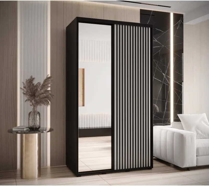 Šatní skříň s posuvnými dveřmi a zrcadlem Lanko 2 130, hloubka 60 cm