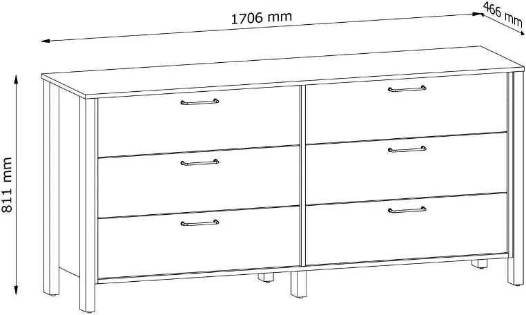 Komoda Indygo z 6 szufladami