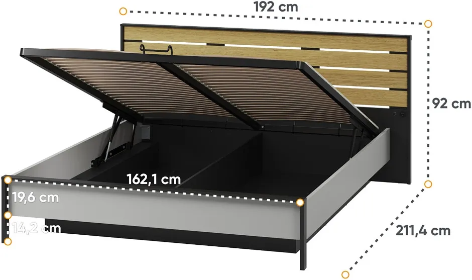 Postel Gris 160 s úložným prostorem