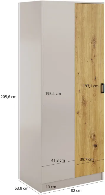 Jednodveřová rohová šatní skříň Kami
