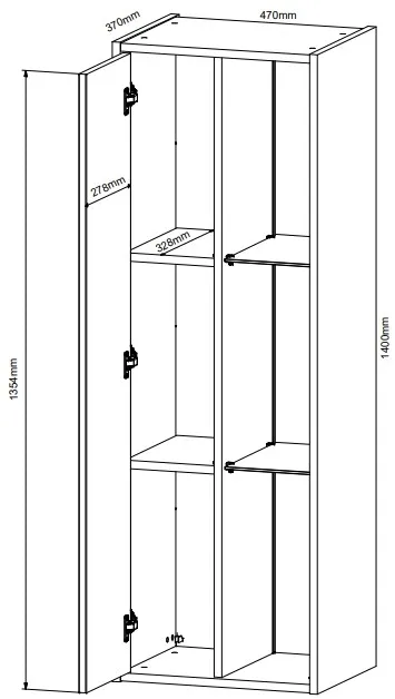 Regál Gap 47 cm s dvierkami