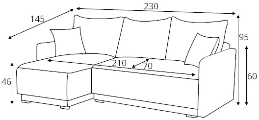 Ľavostranná rozkladacia rohová sedacia súprava Oso s úložným priestorom
