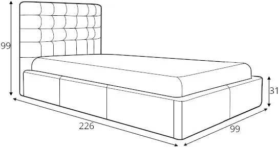 Łóżko tapicerowane pojedyncze Aldo 90x200 z eleganckim zagłówkiem