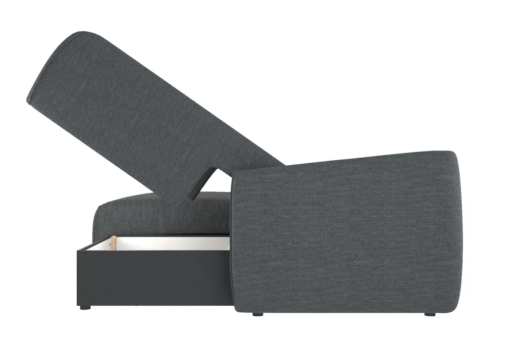 Narożnik prawostronny Qubo z pojemnikiem i funkcją spania typu puma