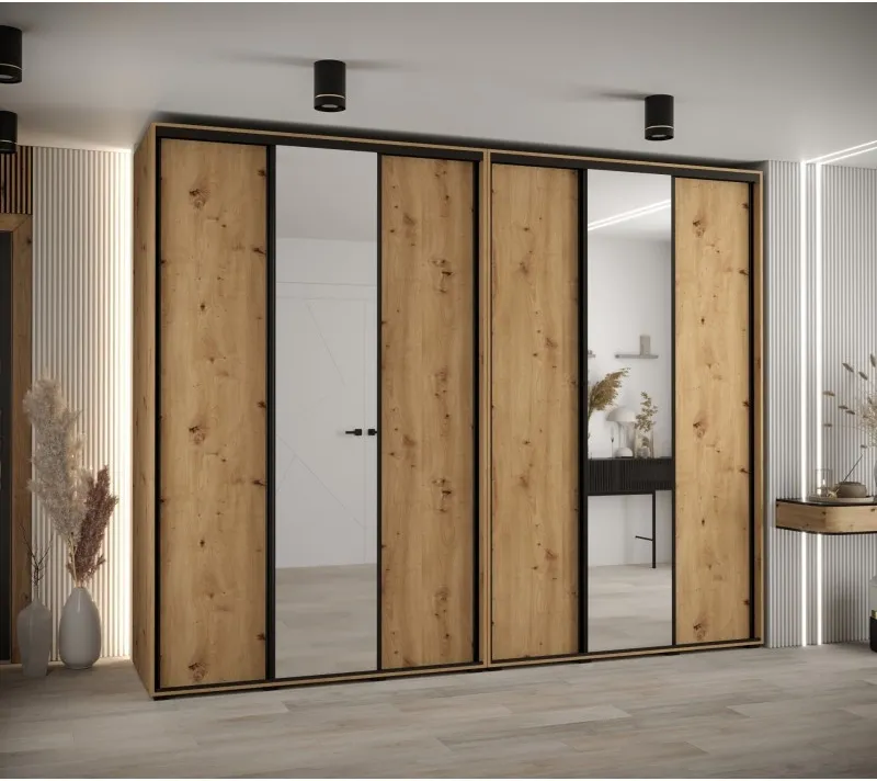 Vysoká šatní skříň s posuvnými dveřmi Davos 3 300, hloubka 60 cm, výška 235,2 cm