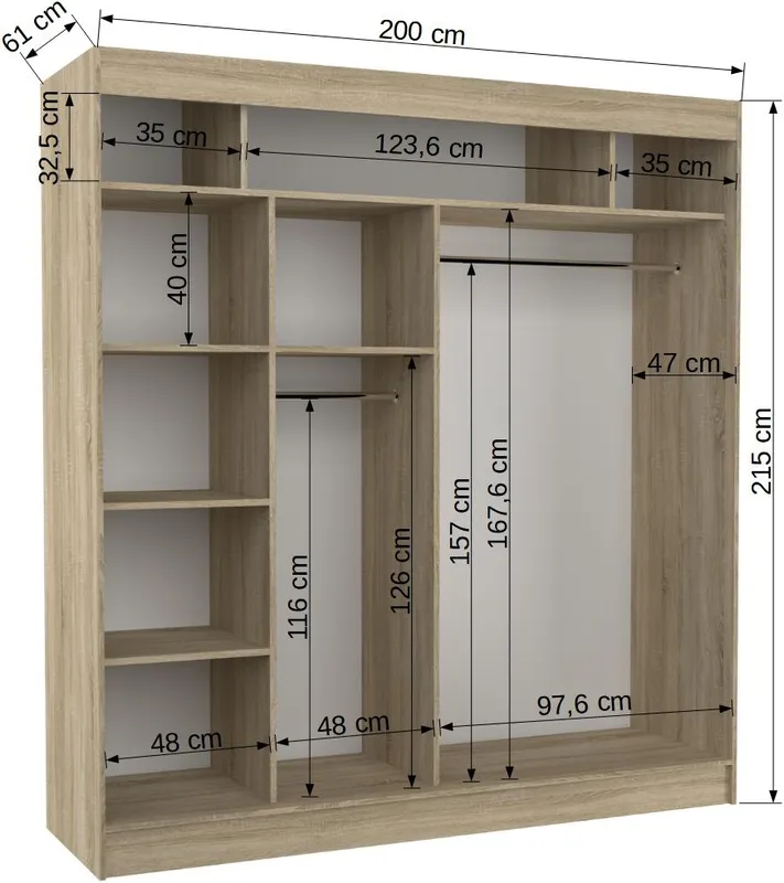 Šatní skříň Karen 200 cm