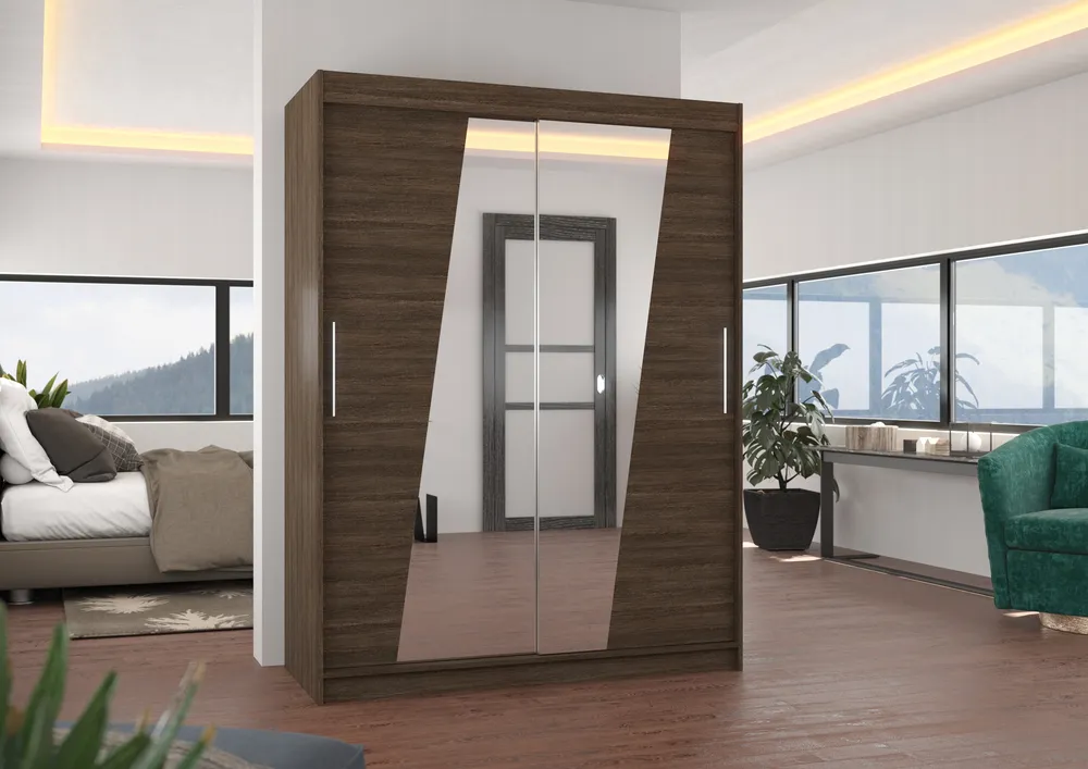 Šatní skříň s posuvnými dveřmi se zrcadlem Bolton 150 cm