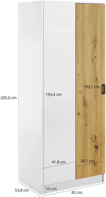 Jednodveřová rohová šatní skříň Kami