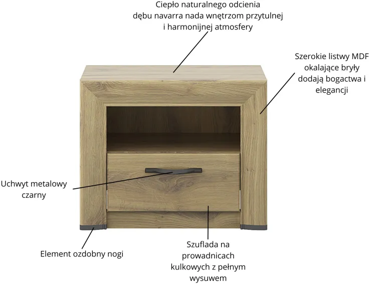 Szafka z wnęką oraz szufladą do sypialni Sapori
