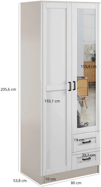 Szafa dwudrzwiowa z lustrem Kami