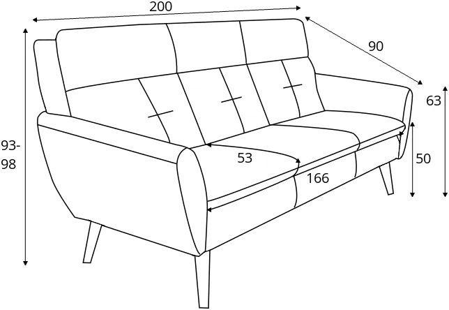 Sofa 3-osobowa Scandic bez funkcji spania