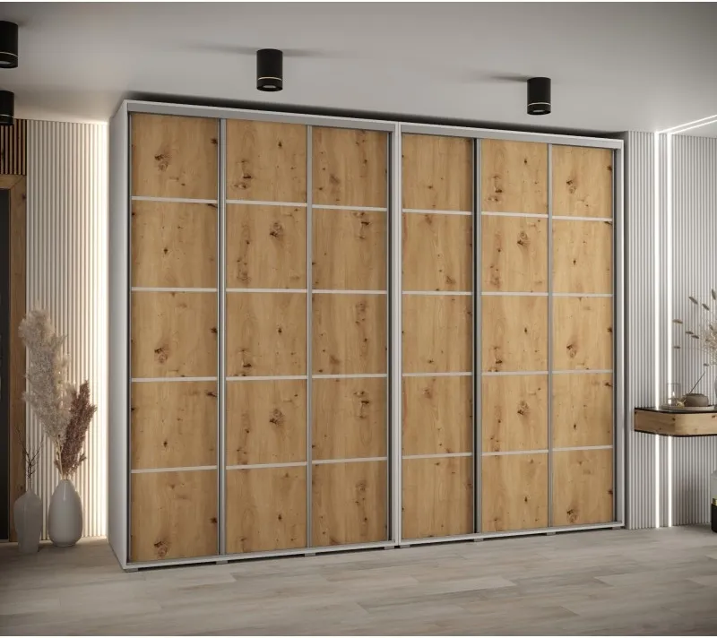 Vysoká šatní skříň s posuvnými dveřmi Davos 4 300, hloubka 60 cm, výška 235,2 cm