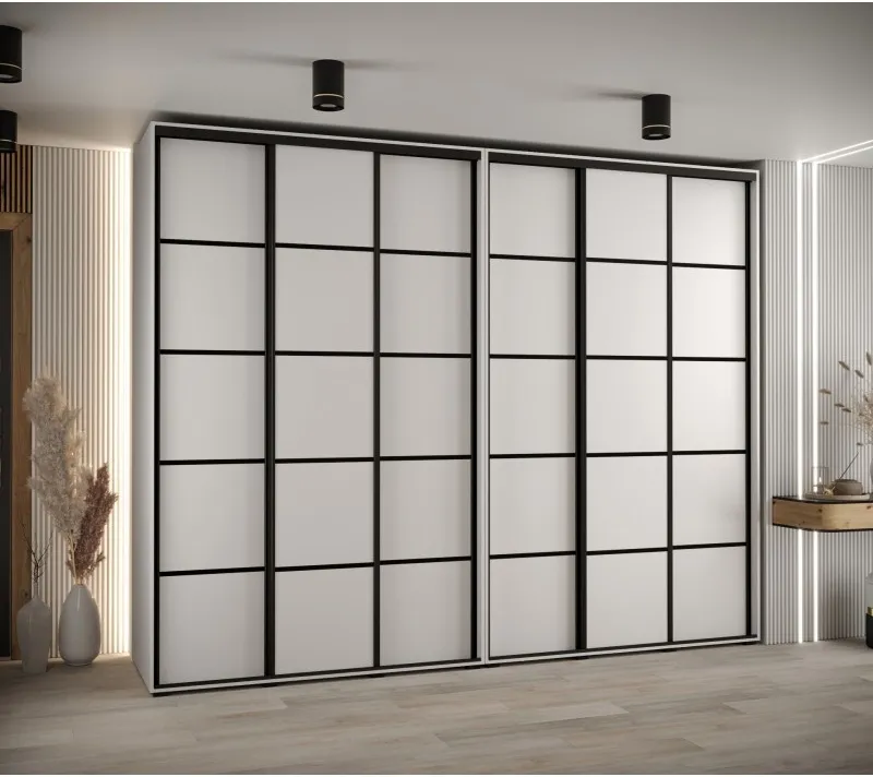 Vysoká šatní skříň s posuvnými dveřmi Davos 4 300, hloubka 60 cm, výška 235,2 cm