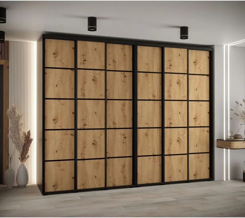 Vysoká šatní skříň s posuvnými dveřmi Davos 4 300, hloubka 60 cm, výška 235,2 cm