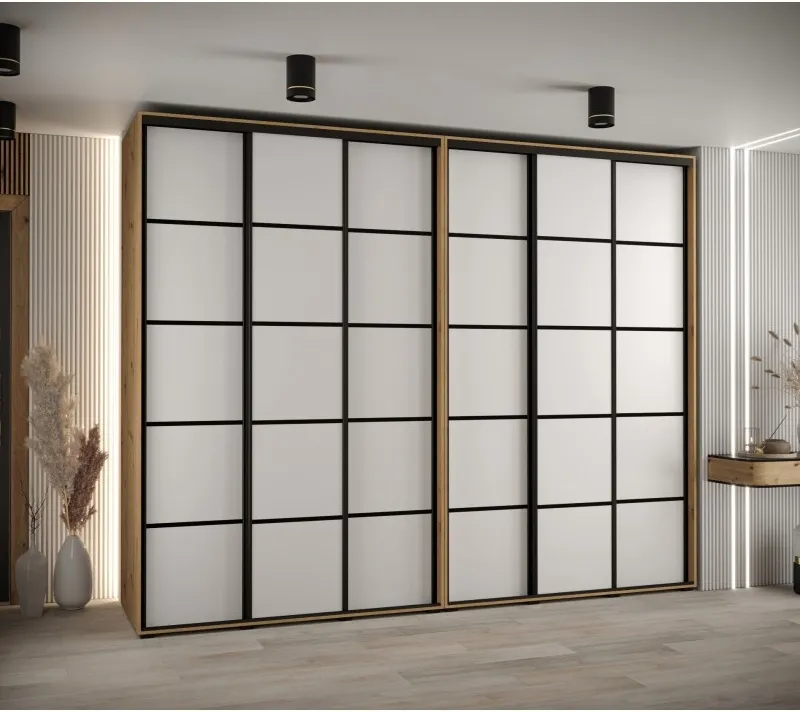 Vysoká šatní skříň s posuvnými dveřmi Davos 4 300, hloubka 60 cm, výška 235,2 cm