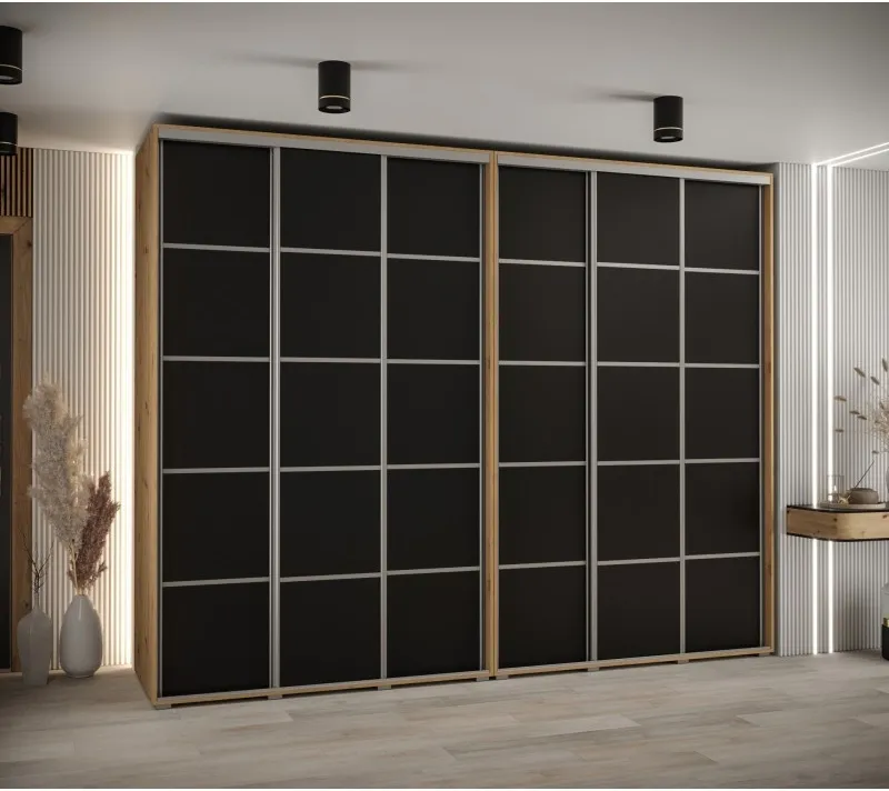 Vysoká šatní skříň s posuvnými dveřmi Davos 4 300, hloubka 60 cm, výška 235,2 cm