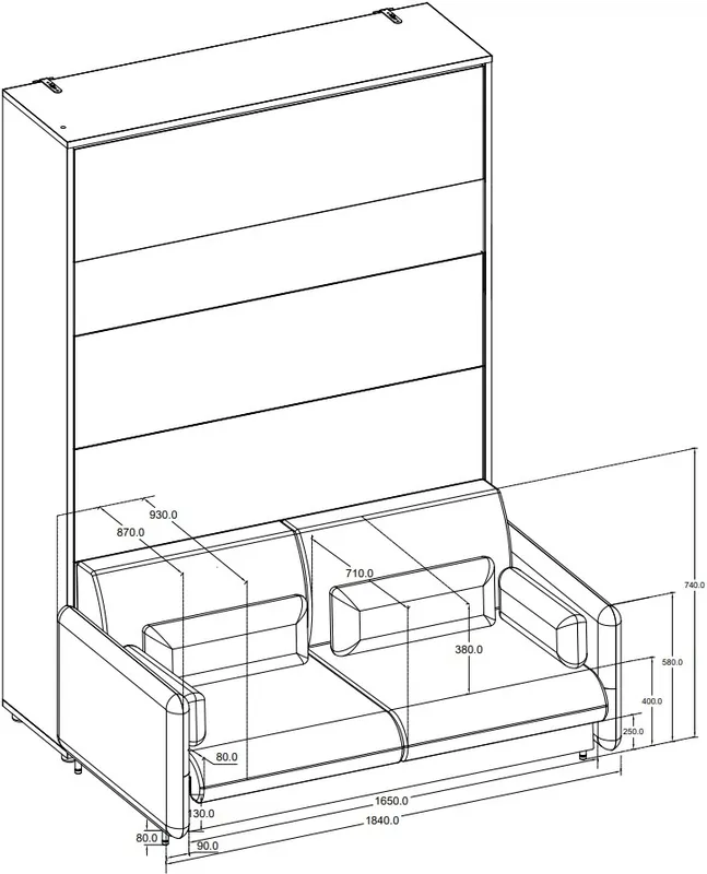 Sofa 160 do półkotapczanu BC-12 w kolorze Dąb Dunin