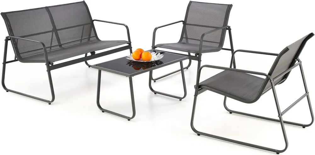 Zestaw ogrodowy CONOR ( sofa + 2x fotel + ława), ciemny popiel / jasny popiel