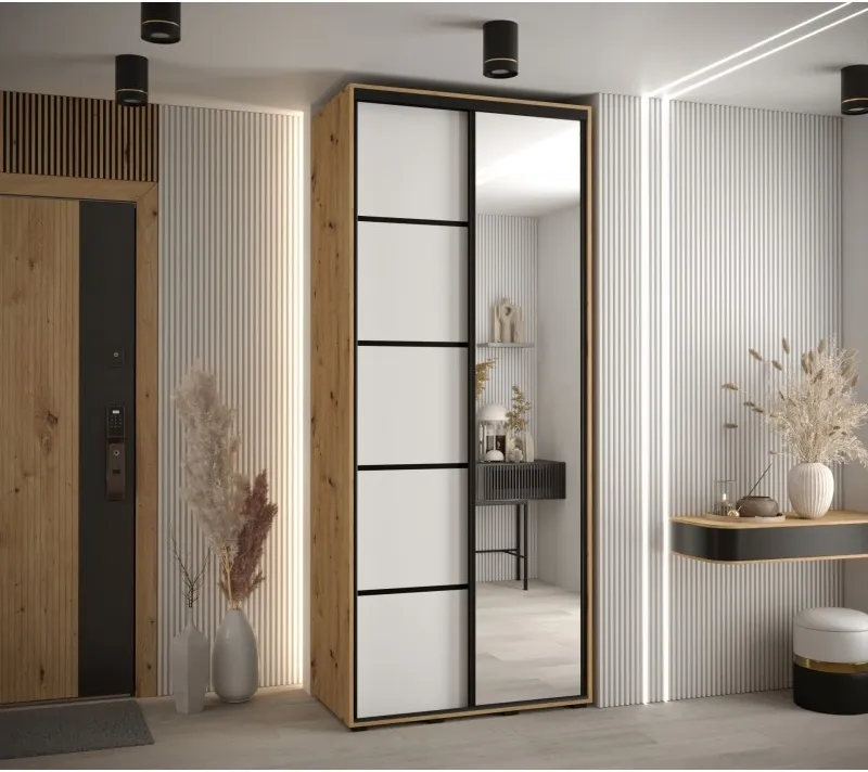 Skriňa s posuvnými dverami so zrkadlom Cannes 5 120 cm 45 cm hĺbky