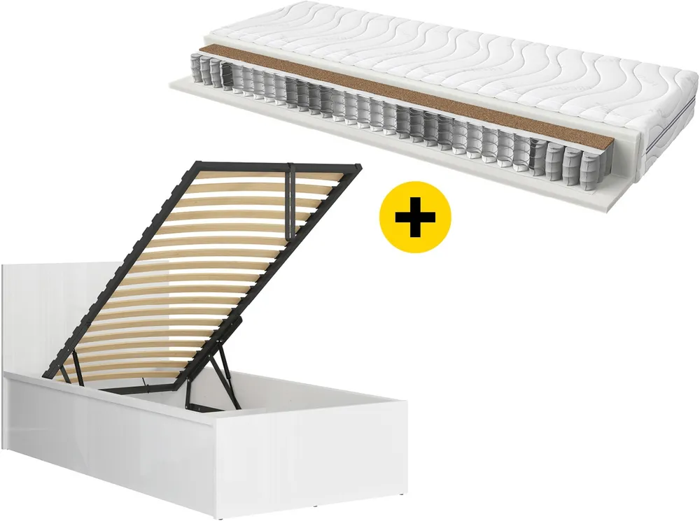 Sestava postel Tetrix 90x200 cm s roštem a matrací Ceres