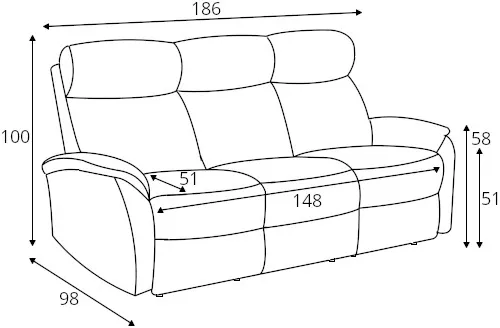 Sofa 3-osobowa Korfu z funkcją relaksu manualnego