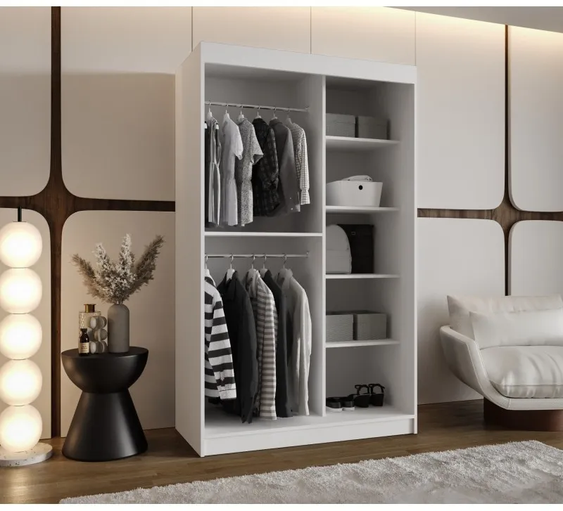 Šatní skříň s posuvnými dveřmi se zrcadlem Spoti 120 cm