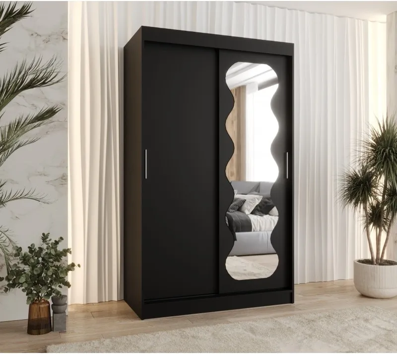 Šatní skříň s posuvnými dveřmi se zrcadlem Spoti 120 cm