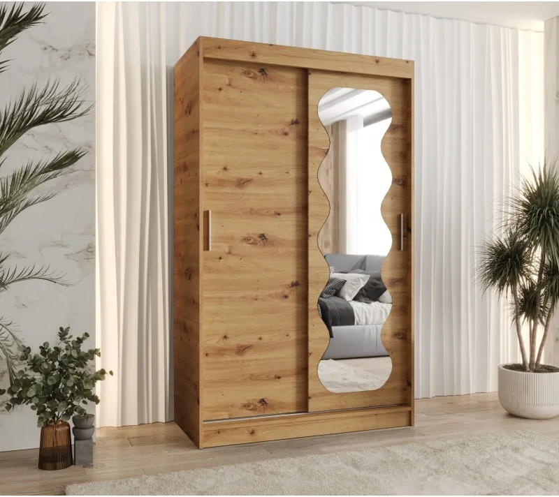 Šatní skříň s posuvnými dveřmi se zrcadlem Spoti 120 cm