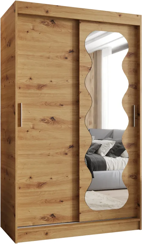 Šatní skříň s posuvnými dveřmi se zrcadlem Spoti 120 cm