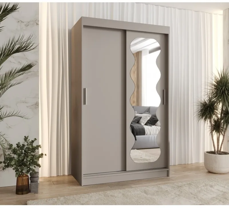 Šatní skříň s posuvnými dveřmi se zrcadlem Spoti 120 cm