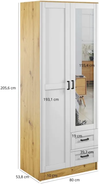 Szafa dwudrzwiowa z lustrem Kami