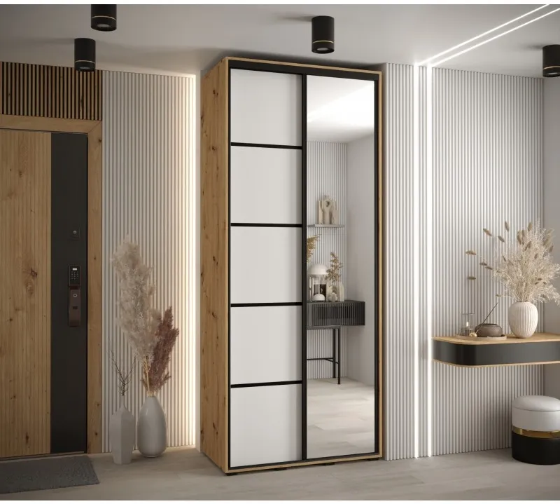 Skriňa s posuvnými dverami so zrkadlom Cannes 5 110 cm 45 cm hĺbky