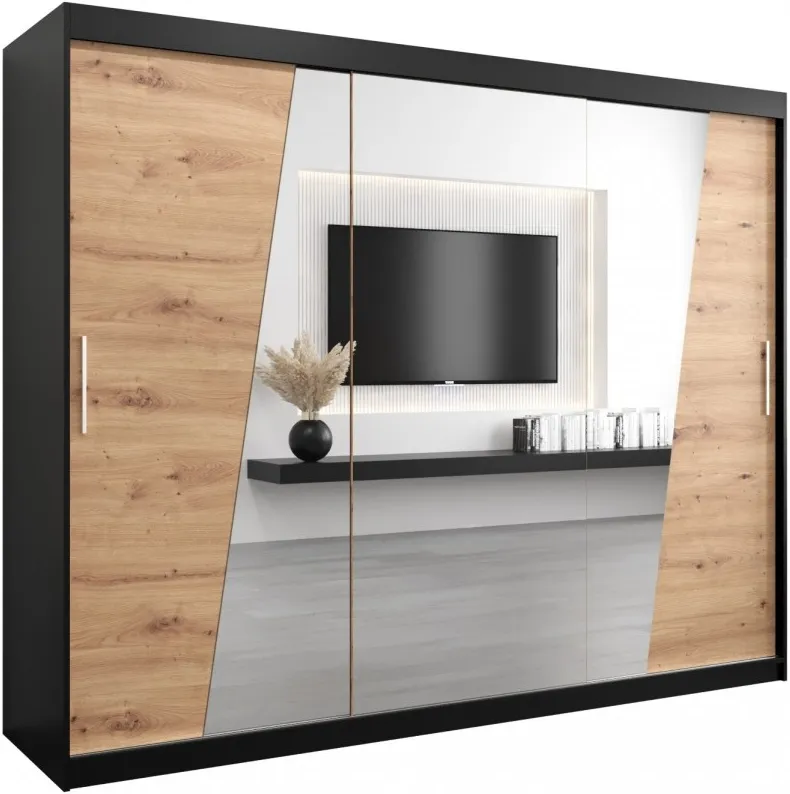 Šatní skříň s posuvnými dveřmi se zrcadlem Rhomb 250 cm