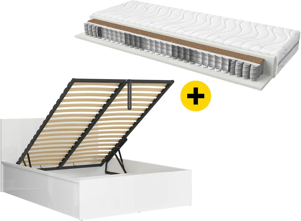 Zestaw łóżko Tetrix 140x200 ze stelażem i materacem Ceres