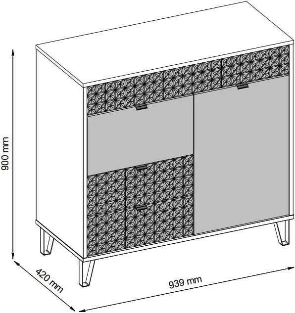 Komoda 94 cm Bellano z 2 szufladami i 2 szafkami