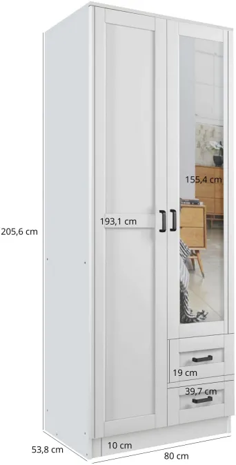 Dvoudveřová skříň se zrcadlem Kami