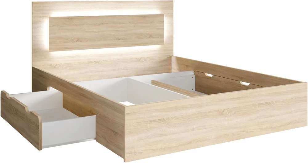 Postel 180 Fino se zásuvkami a LED osvětlením