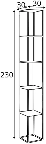 Praktický regál na kovových rámech do obývacího pokoje Tensio Pillar 5F 230x30 cm