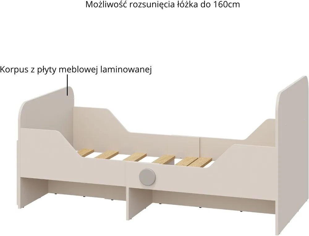 Łóżko Ping rozsuwane ze stelażem 80x100-160 