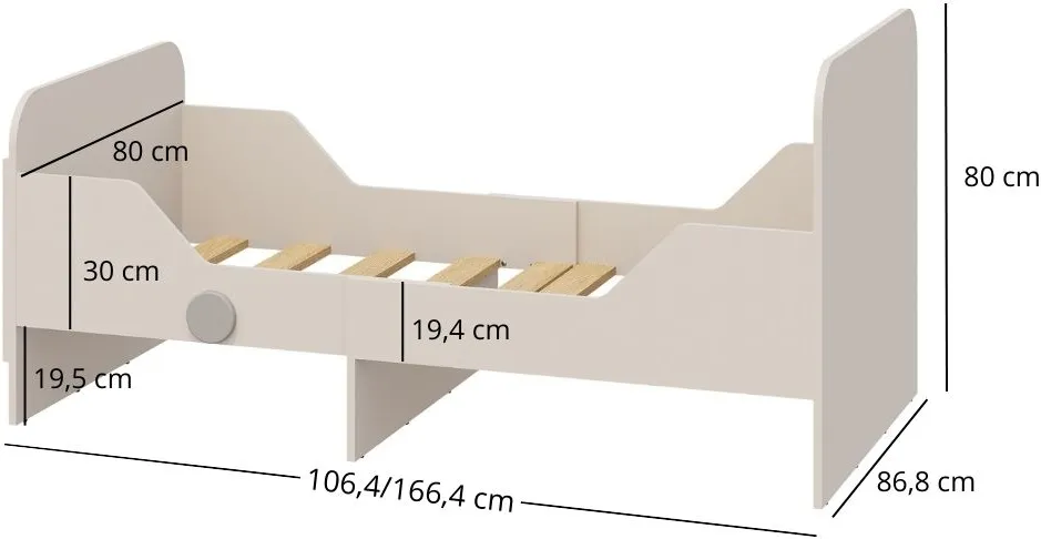 Łóżko Ping rozsuwane ze stelażem 80x100-160 