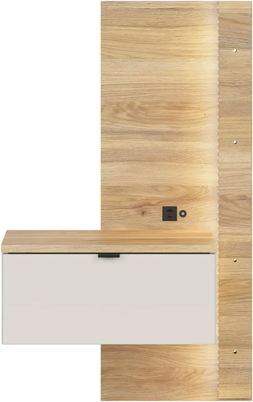 Noční stolek Glamour levý se zásuvkou, LED osvětlením a USB portem k posteli