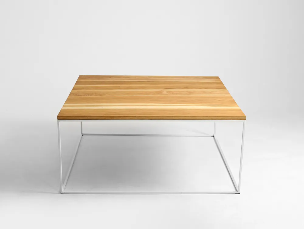 Konferenční stolek na kovových rámech do obývacího pokoje Tensio Solid Wood 100x100
