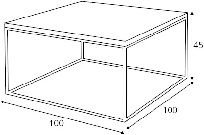 Konferenční stolek na kovových rámech do obývacího pokoje Tensio Solid Wood 100x100
