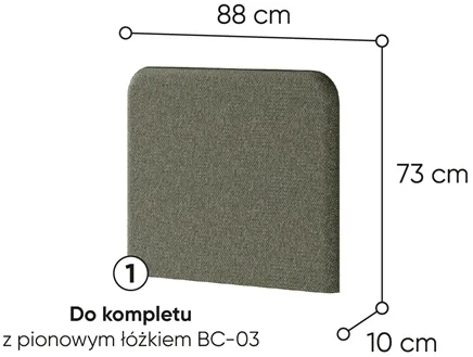 Čalouněné čelo 90 pro sklápěcí postel BC-03