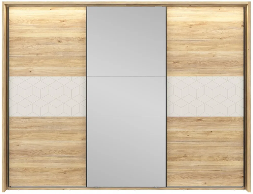 Šatní skříň s posuvnými dveřmi Glamour se zrcadlem 270 cm