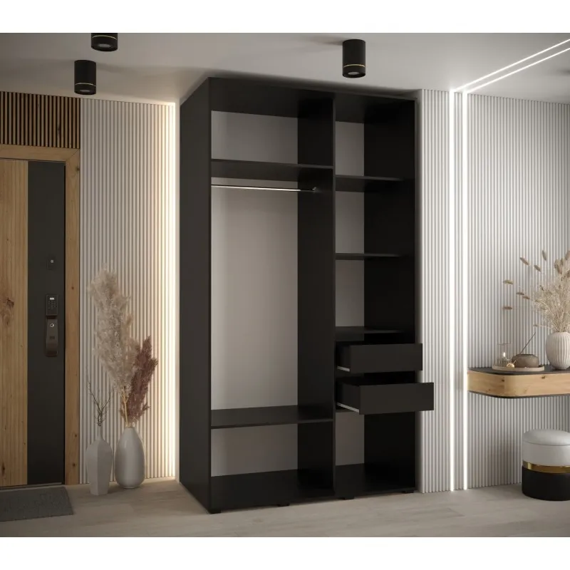 Šatní skříň s posuvnými dveřmi a zrcadlem Lanko 2 140, hloubka 60 cm