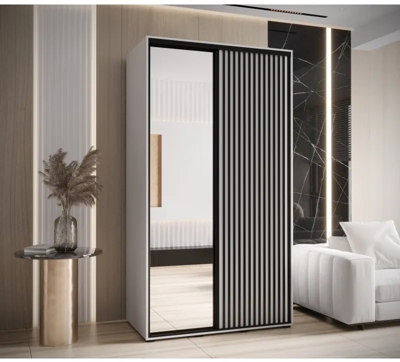 Šatní skříň s posuvnými dveřmi a zrcadlem Lanko 2 140, hloubka 60 cm