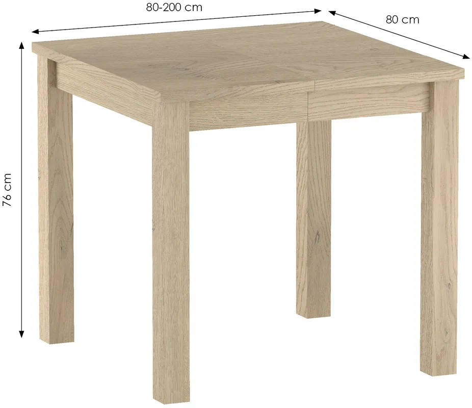 Rozkladací stôl Axo 80x80/200 cm