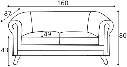 Sofa 2-osobowa bezfunkcyjna Chesterfield Glasgow 