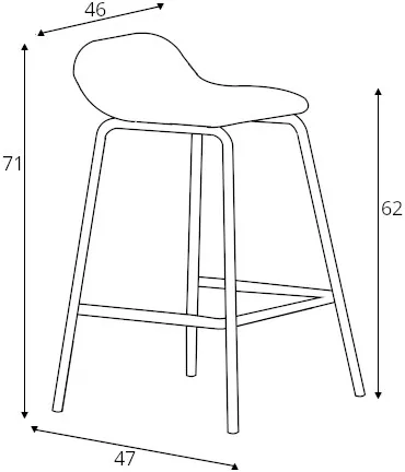 Hoker z oparciem Laroc (wysokość 62 cm)